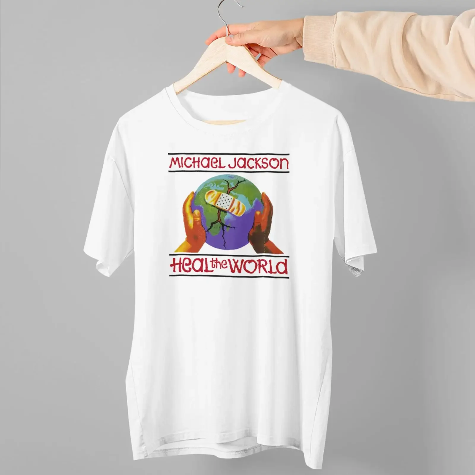 Best Selling Heal the World 1997 Mikcael Tour Heavy Cotton Men amp 39 s T Shirt Size Usa vintage Washed graphic Stretched