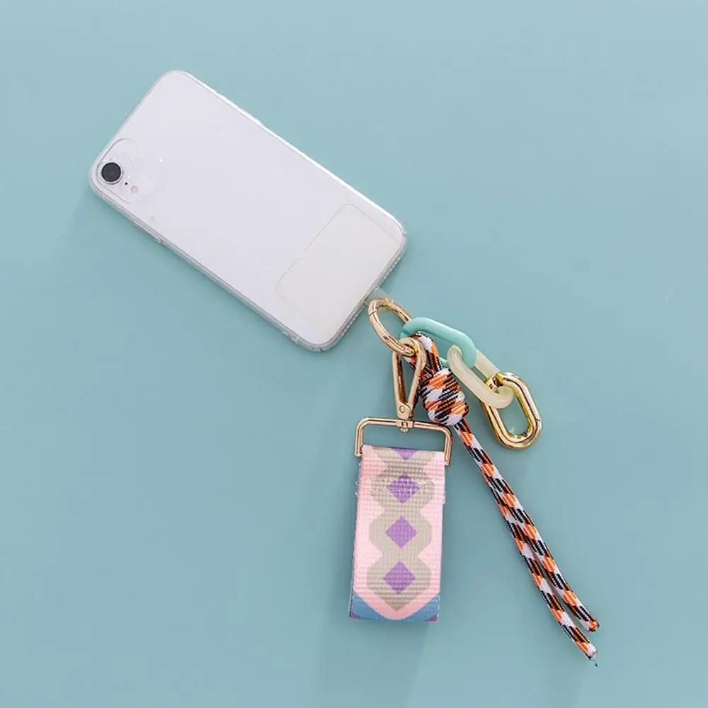 Mobile Phone Case Chain Girls Bag Pendant Nylon Rope Keychain DIY INS Acrylic Braided Rope Key Holder Couple Cute Gift