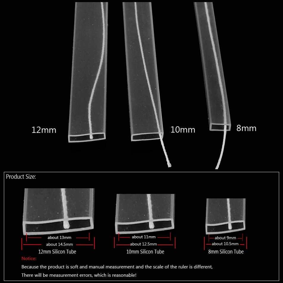 Transparent Silicon Tube led 8mm 10mm 12mm IP67 Waterproof Hose For 5050 3528 5630 SK6812 WS2811 WS2812B Led Strip Light