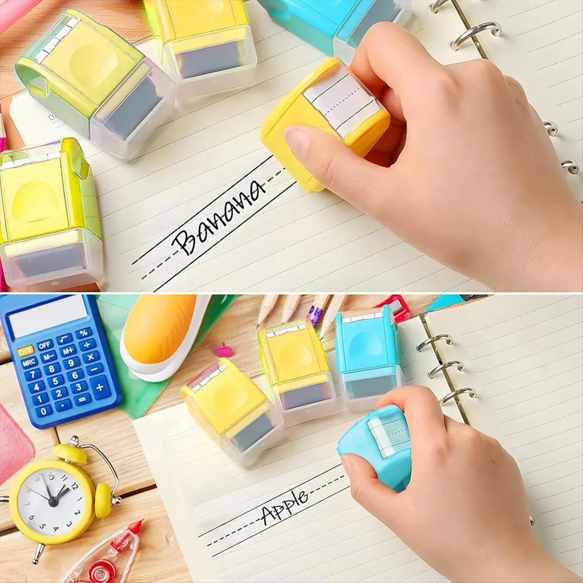 Latest ABBQ-Handwriting Lines Stamp Roller - 2PCS Dashed Handwriting Lines Practice Roller Stamp Self Inking Line Rolling Stamps