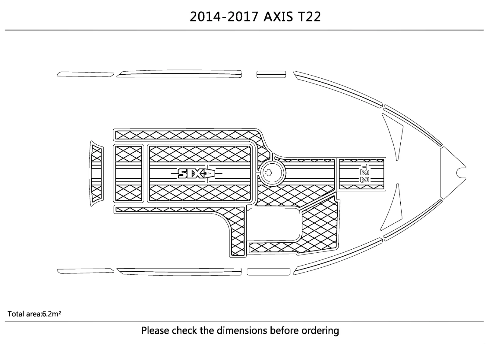 

2014--2017 AXIS T22 Cockpit Swimming platform 1/4" 6mm EVA Faux Teak Decking SeaDek MarineMat Gatorstep Style Self Adhesive