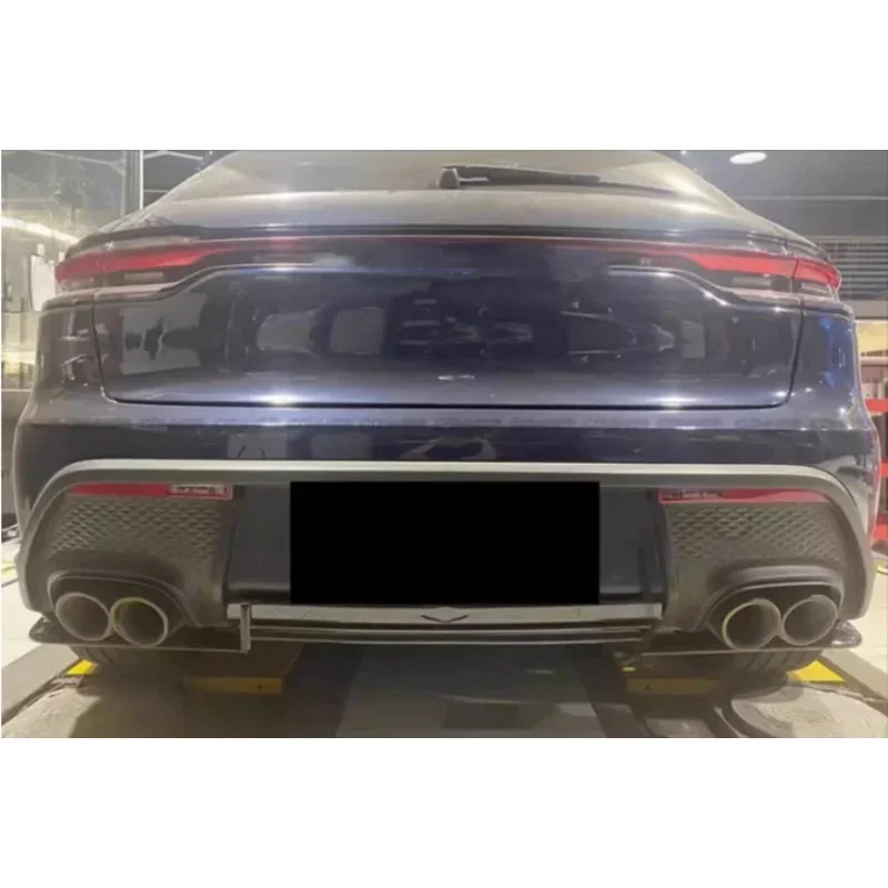 For Porsche Macan S T GTS 2022 2023 2024 Real Forged Carbon Fiber Rear Bumper Trunk Lip Diffuser Spoiler Cover With LED Lamp