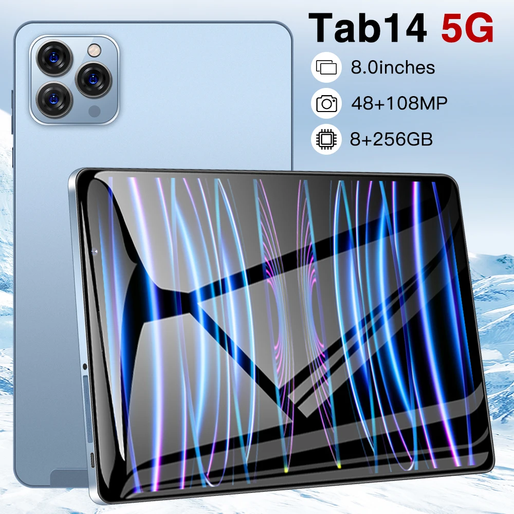 New Tablet Tab14 8-inch Android 12 16GB 1TB GPS WPS 5G Dual SIM HD Wifi Bluetooth Delivering the Ultimate Performance Tablet PC