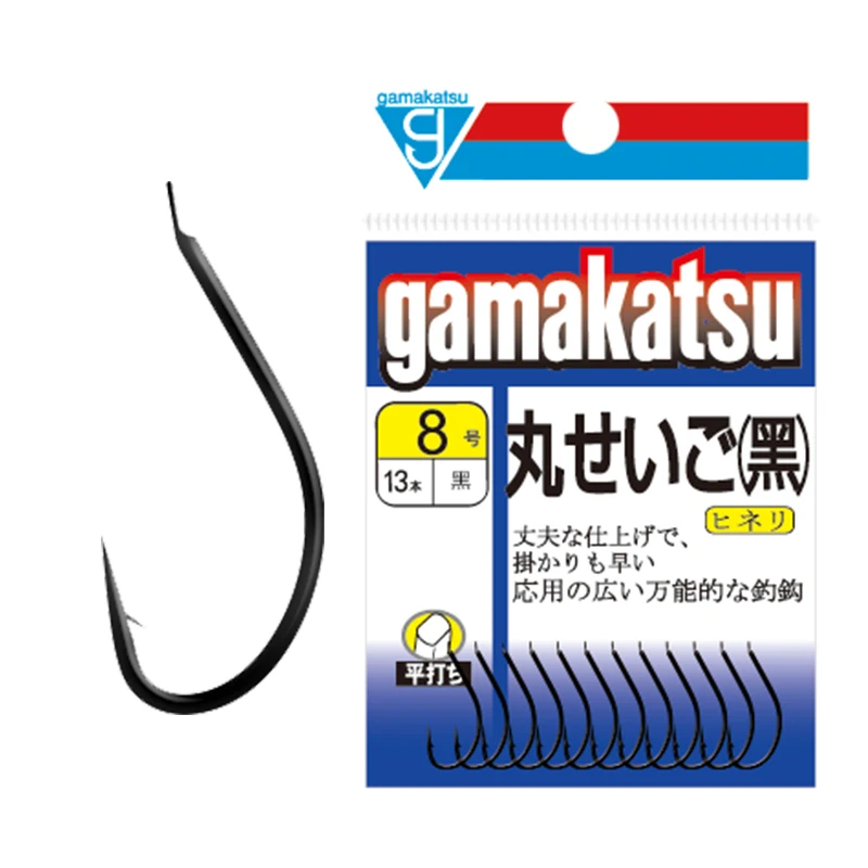 Gamakatsu-anzuelo de pez Maruki negro C1MA1 negro 5-20 #, punta de anzuelo ligeramente retorcida con púas, producido en Japón