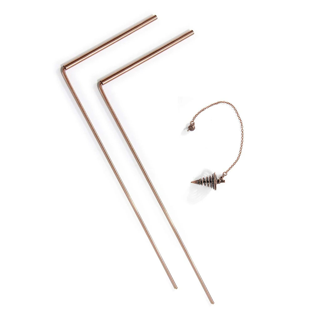 

99.9% Copper Dowsing Rod Psychic And Divination Copper Pendulum Kit Copper Metal Detector Rod Flexible Water Witching Dowsing