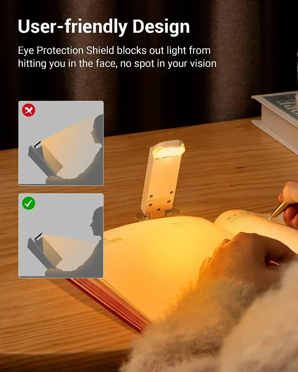 LED Reading Lamp,Battery Book Light for Students,Eye-Care Night Light,Portable Desk Lamp for Indoor Reading,Bedside Study Lamp