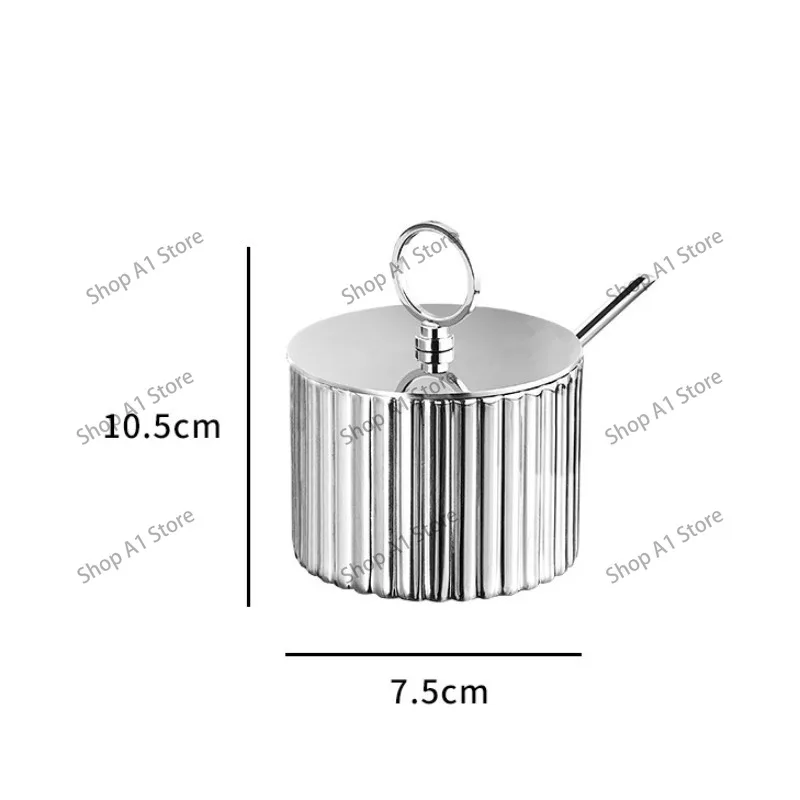 304 Nordic light luxury seasoning box Stainless steel kitchen storage box Jar seasoning bottle MSG salt tank