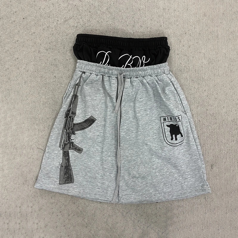 Summer Fashion Trend AK Printed Shorts Fake Two-Piece Double Waistband Casual Versatile Loose Five-Quarter Pants
