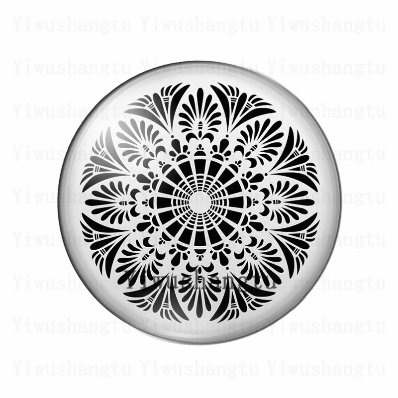 Balck garland  flower symmetric figure 12mm/20mm/25mm/30mm Round photo glass cabochon demo flat back Making findings