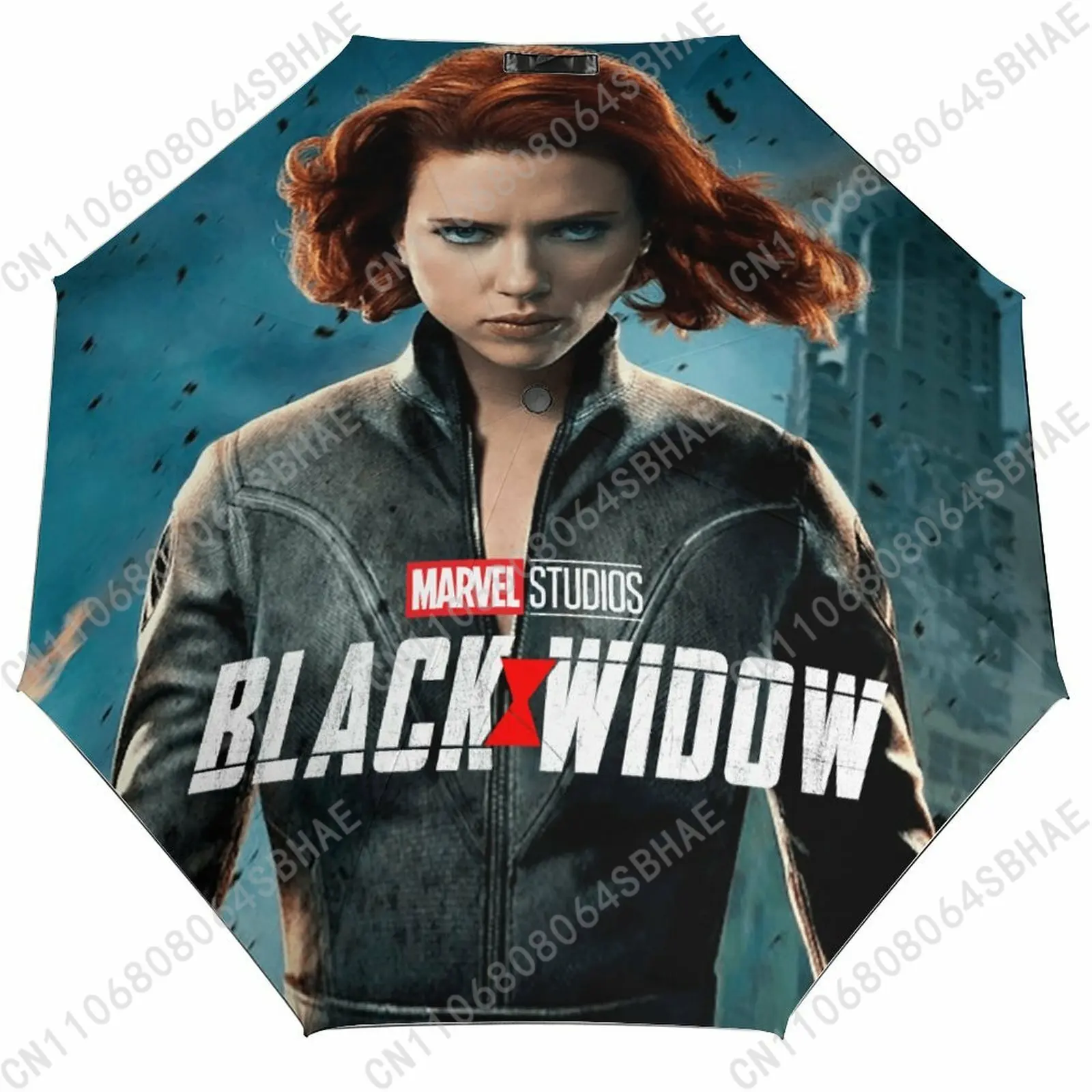 

Marvel Black Widow Automatic Foldable Umbrella One Button Umbrella with Black Coating Umbrella with Matching Pouch Cosplay