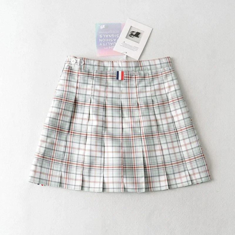 New Autumn Fashion High Street Women Skirt Y2k Irregular Plaid Tennis Skorts Femme Retro Jupe Tb Stripe Jk Pleated Faldas Mujer