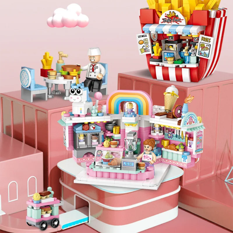 

Food Store Series Building Blocks Small Particles Educational Toys, Assembled Building Blocks Gift ,Thanksgiving/Christmas Gift