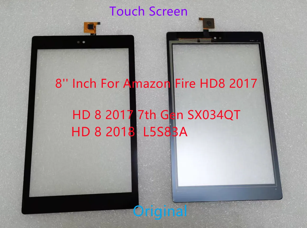 

8 Inch For Amazon Kindle Fire HD 8 2017 HD 8 2018 7th 8th Gen SX034QT L5S83A Touch Screen Front Glass Panel Replacement Tested
