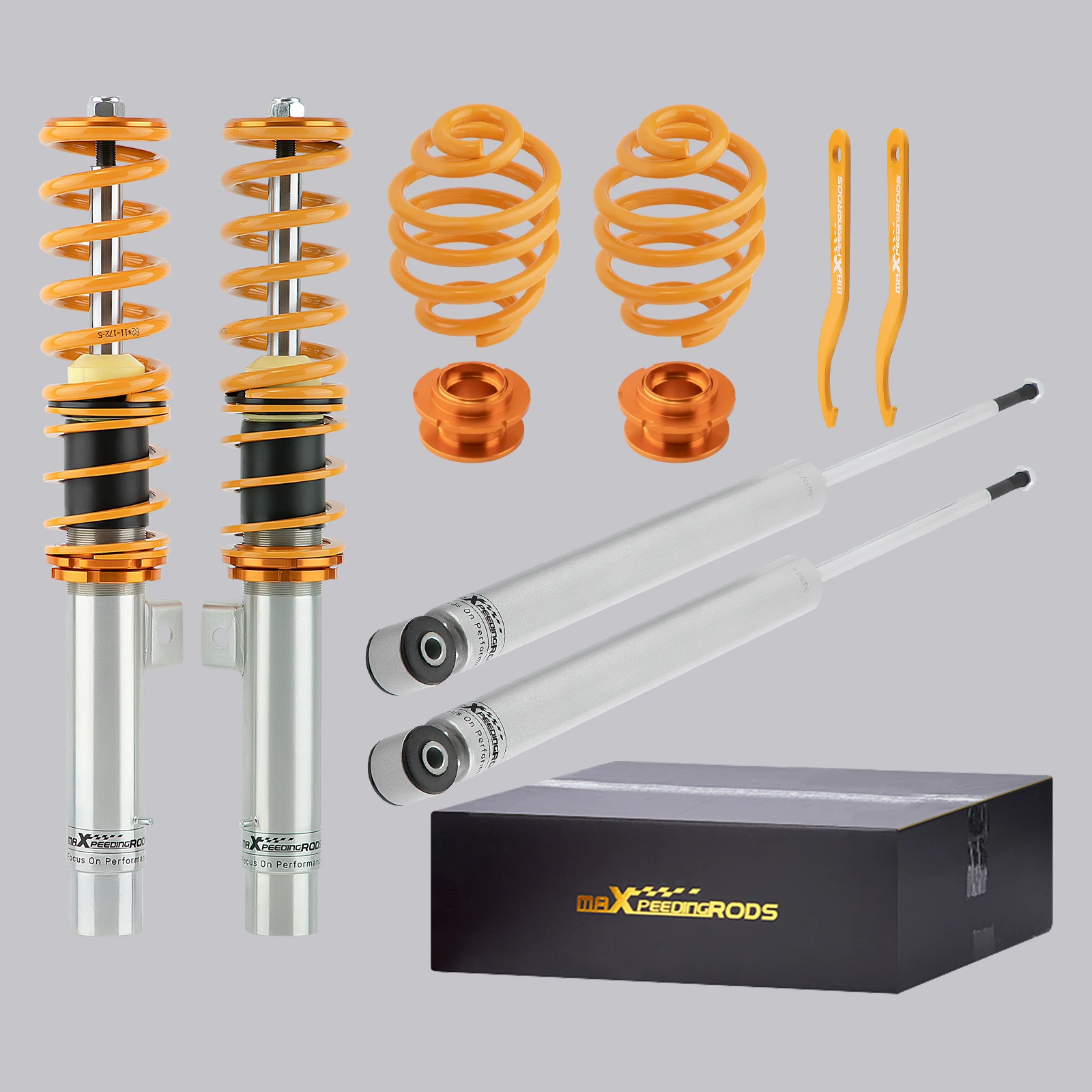 Coilover Kit Shock Suspension for BMW E46 3-Series 323i 323Ci 325i Adjustable Height Front & Rear Coilovers Struts Shocks