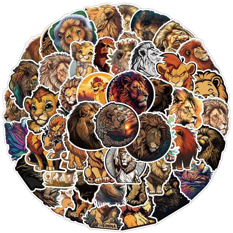 50Pcs Lion King Sticker Pack Computer Refrigerator Cartoon Stickers Waterproof Notebook DIY Animal Stickers