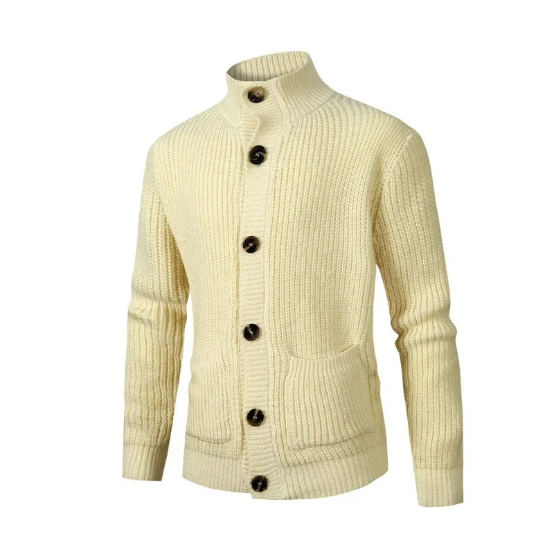 

New Autumn Men's Winter 2023 Versatile Sweater Turtleneck Simple Casual Coat Trendy Cardigan Elegant Kintted Clothes Top