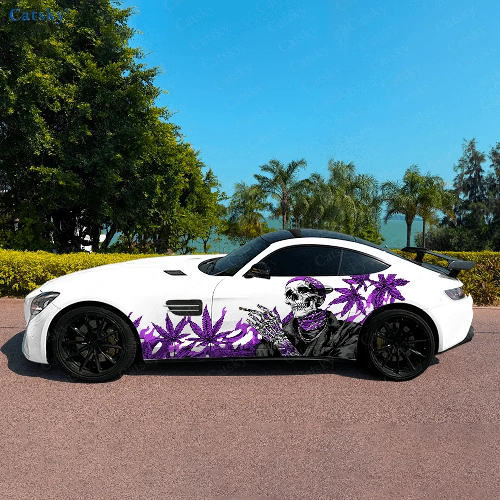 Gothic Skeleton Leaf Car Vinyl Wraps Decal Self-adhesive PVC Sticker Suitable for Trucks SUV Decoration Auto Accessories Gift