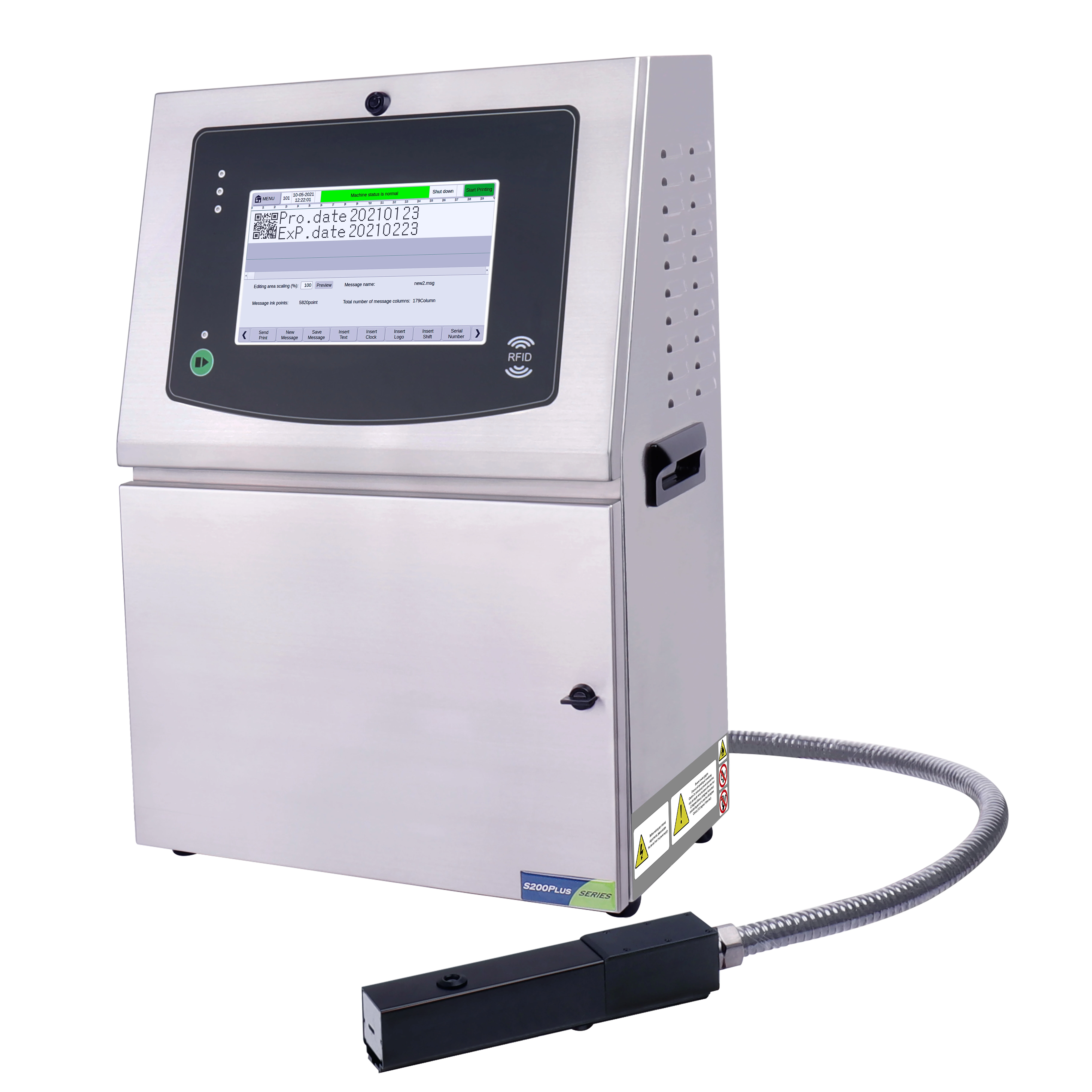 Automatic DOCOD OEM/ODM S200PLUS Continuous Inkjet Printer Coder CIJ Logo Date Printing Batch Barcode Coding Machine for Cable