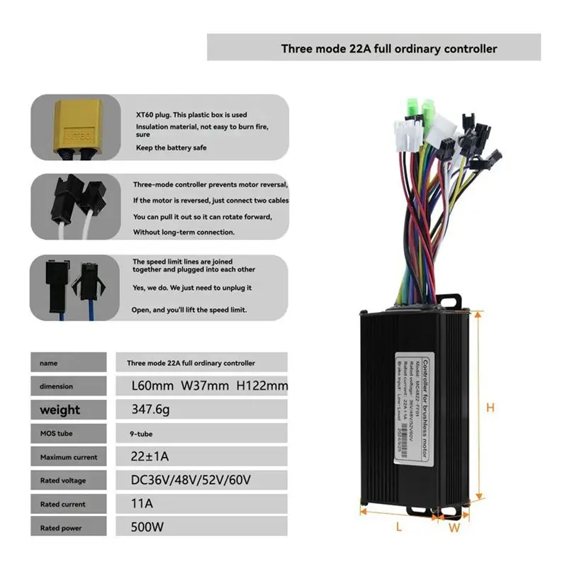 Classic-36V 48V 22A Brushless Controller T5S Meter LCD Display+130X Throttle Kit For Electric Scooter E-Bike Repair Kit