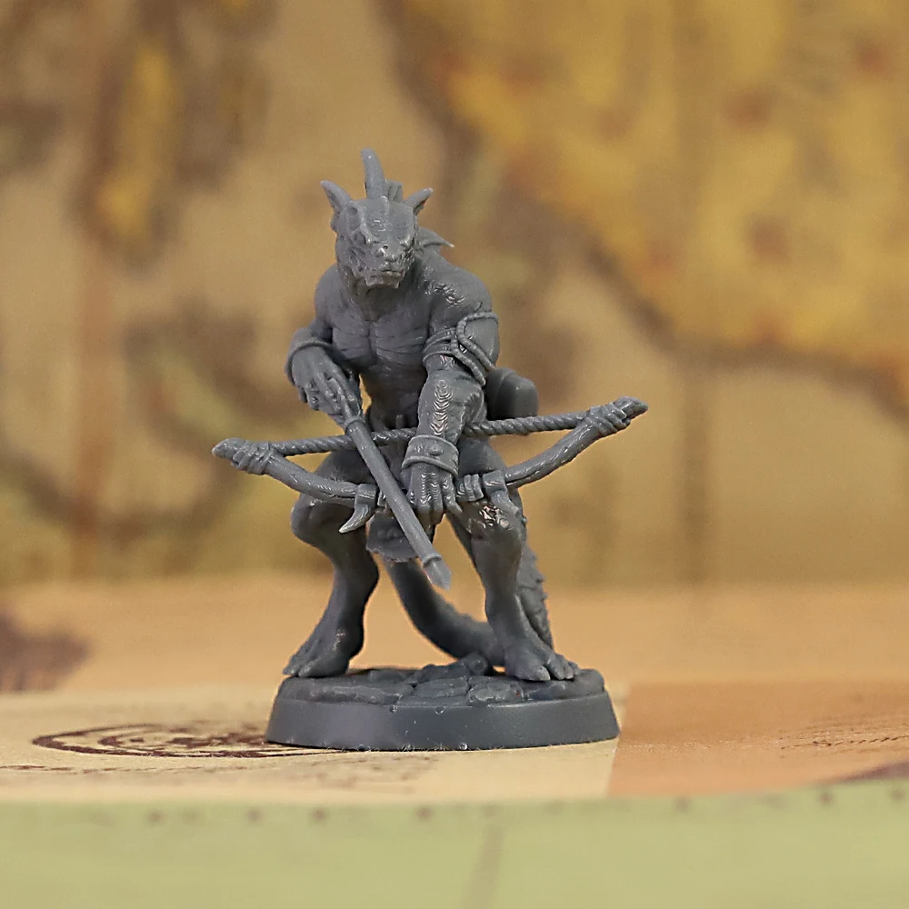 Lizardfolk Archer Unpainted Miniature Tabletop Wargaming Fantasy Role‑Playing Game Collectible Figure Model