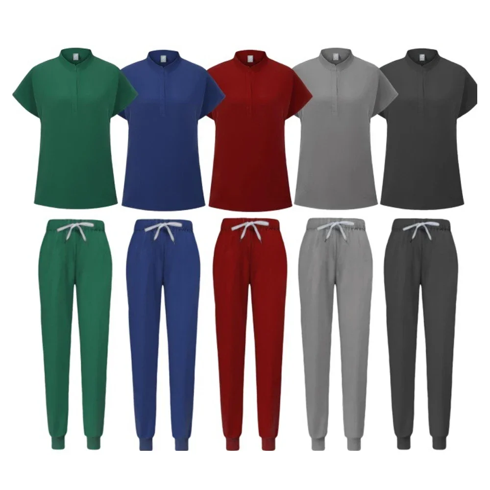 زي طبي لصالون الأظافر للسيدات، سروال علوي بأكمام قصيرة، إكسسوارات العناية، ملابس الطبيب