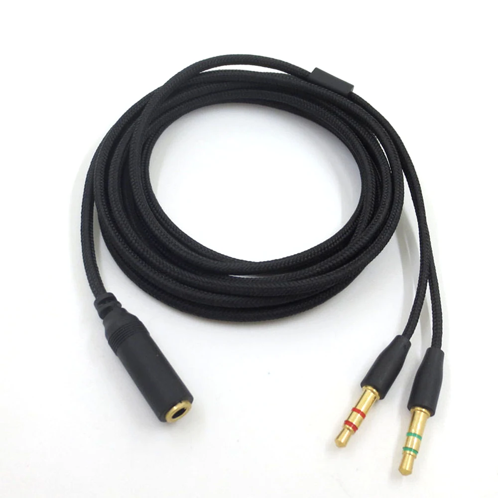 3.5mm Earphone Cable Headphone Adapter Splitter Headset Microphone 2m Audio Cable