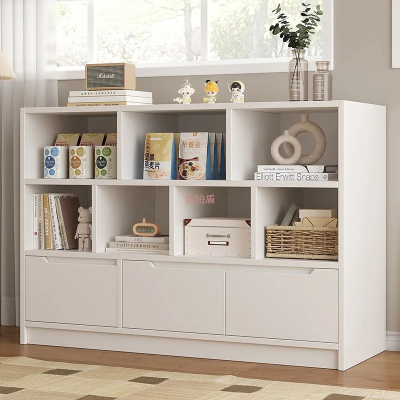 

Bookshelf floor shelf living room integrated against the wall household bookcase simple combination lattice cabinet storage cabi