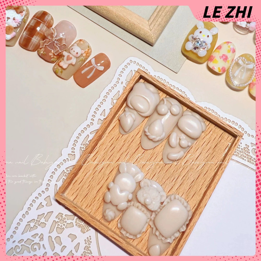 1 szt. Kreskówkowy Zwierzak Niedźwiedź Królik Łabędź Forma Akrylowa 3D do Paznokci Kokarda Kwiaty Anioł DIY Wzory Silikonowe Szablony do Paznokci Forma do Paznokci