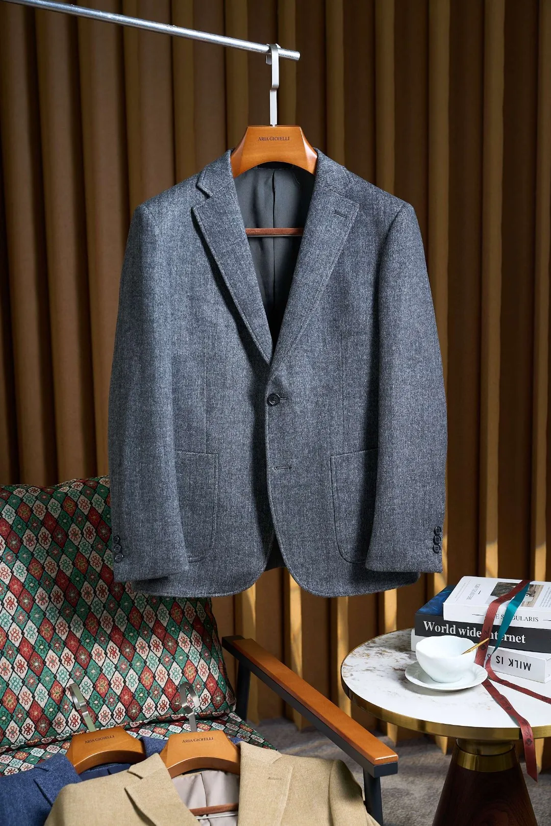 

Высококачественный мужской шерстяной костюм для бизнеса, осень-зима, новинка Sle 65, шерстяной мужской модный однобортный костюм Ci Casual Long Sve