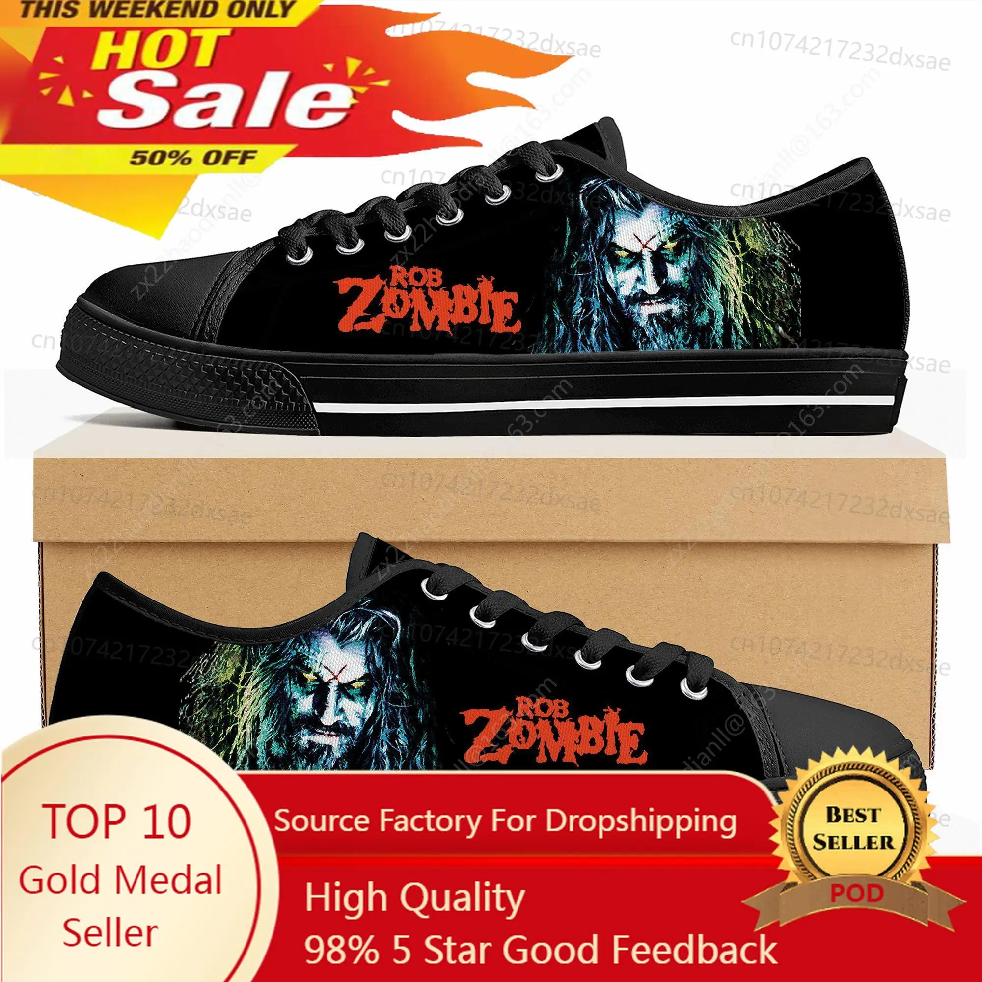 

Rob Zombie Rock Singer Low Top High Quality Sneakers Mens Women Teenager Children Canvas Sneaker Casual Couple Shoes Custom Shoe