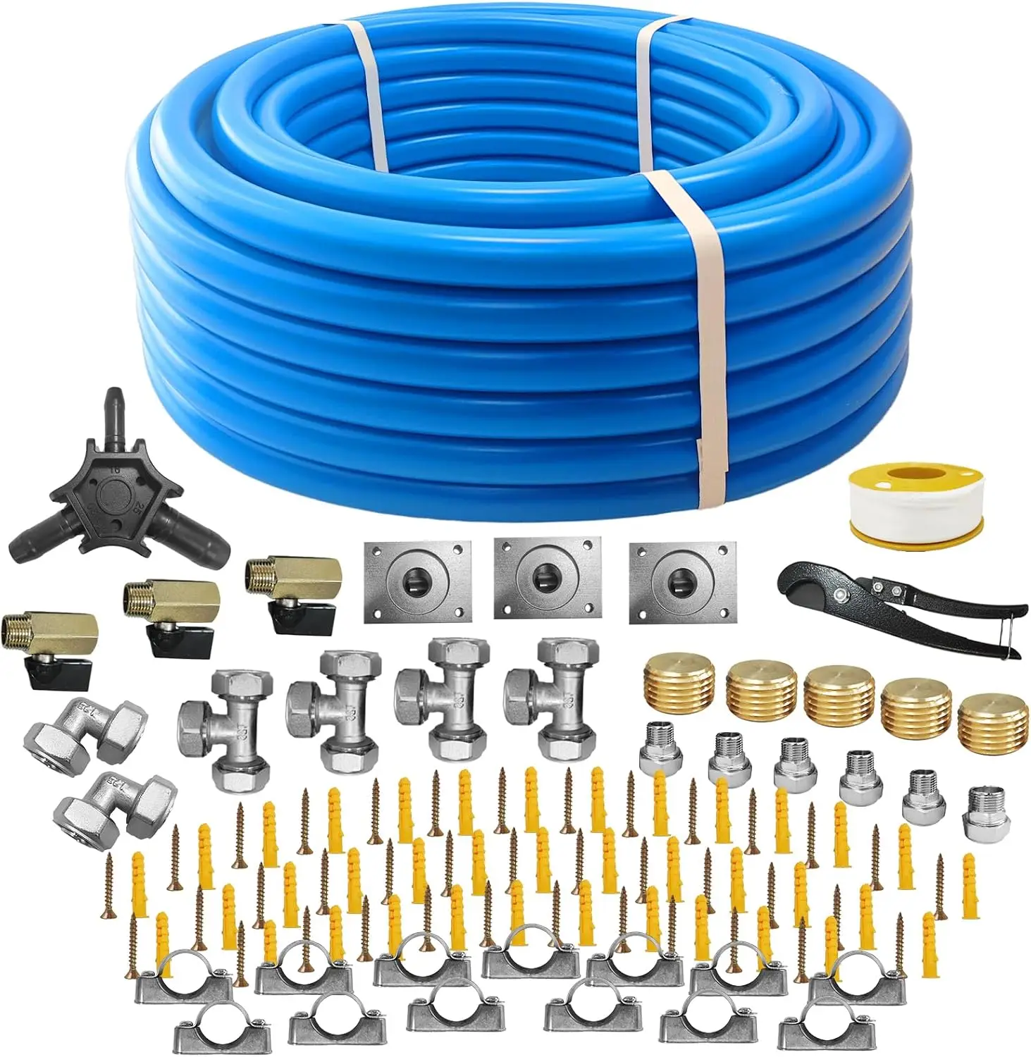 3/4 Inch x 200 FT Shop Air Line Kit, Compressed Air Piping System for Shop, Garage, HDPE Tubing and Aluminum Rapid Air System In