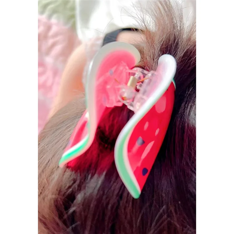 A27U Hot Watermelon Fruit Shaped Hair Claw Clip Hair Jaw Barrettes Hairpins Ponytail Holder Decor Accessories for Women