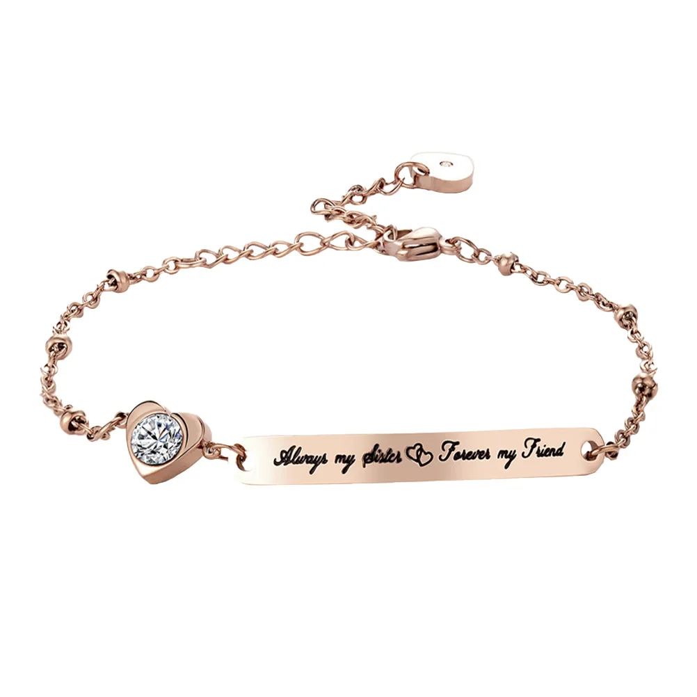 

Stainless Steel Chain Bracelet Romantic Gift for Women Wrist Decor Exquisite Jewelry Lovers Lettering Design Necklace