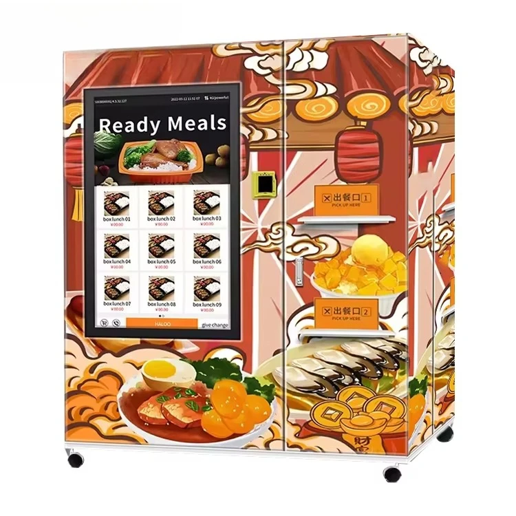 Máquina Expendedora de Comida Rápida Personalizada, Calentador de Alimentos Deliciosos, Hamburguesas, con Lector de Monedas y Tarjetas