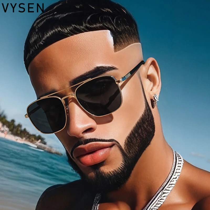 

2026 Luxury Designer Square Sunglasses Men Vintage Metal Frame Double Bridge Classic Sun Glasses For Male Driving Shades Eyewear