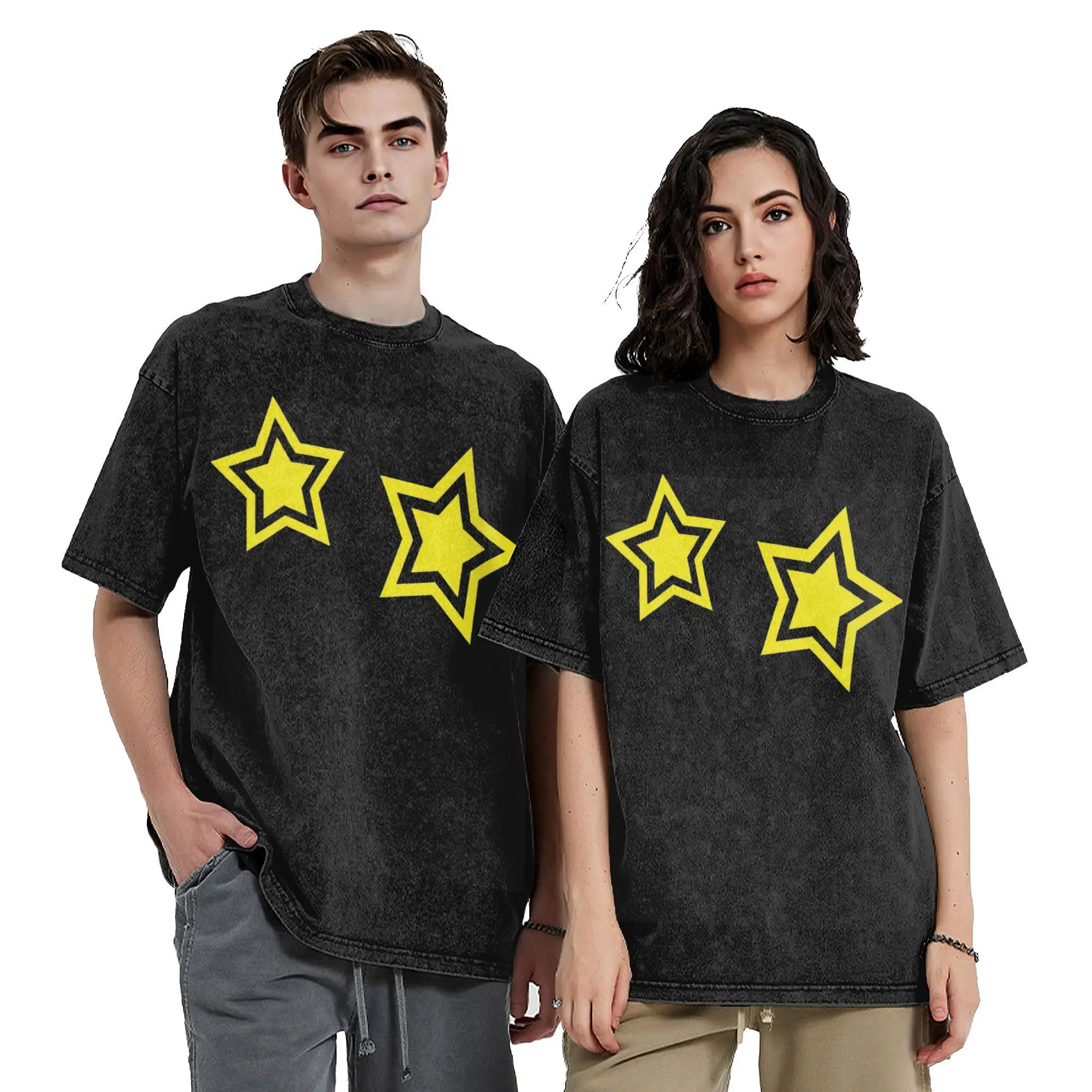 Washed T Shirts Primal Stars B-Brawls S-Stared Hip Hop Novelty T-Shirt Harajuku Streetwear Cotton Printed Tee Shirt Men Women