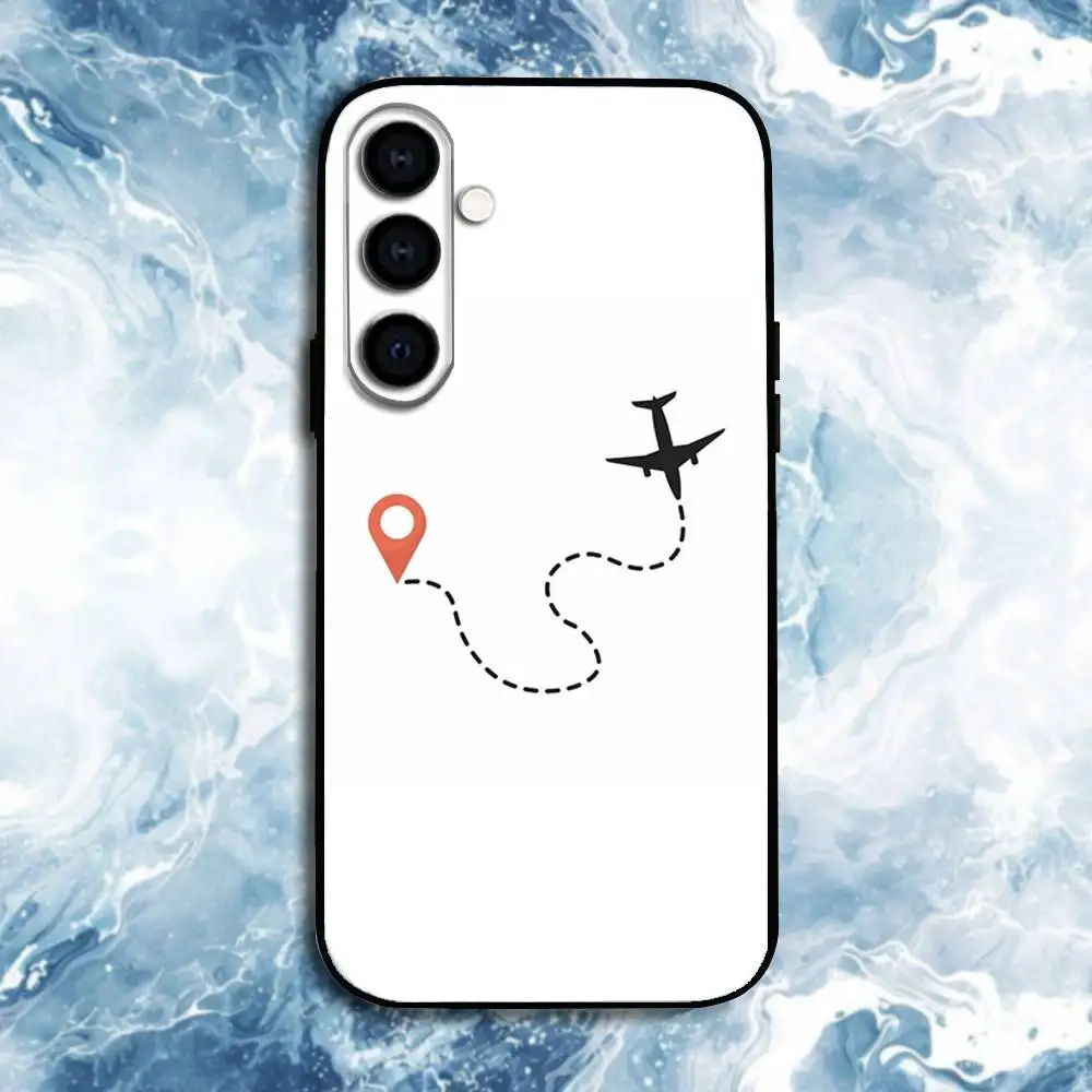 حافظة هاتف بتصميم طريق الطائرة للسفر لهاتف سامسونج جالاكسي A73، A72، A71، A70، A53، A52، A51، غلاف أسود ناعم آخر #3