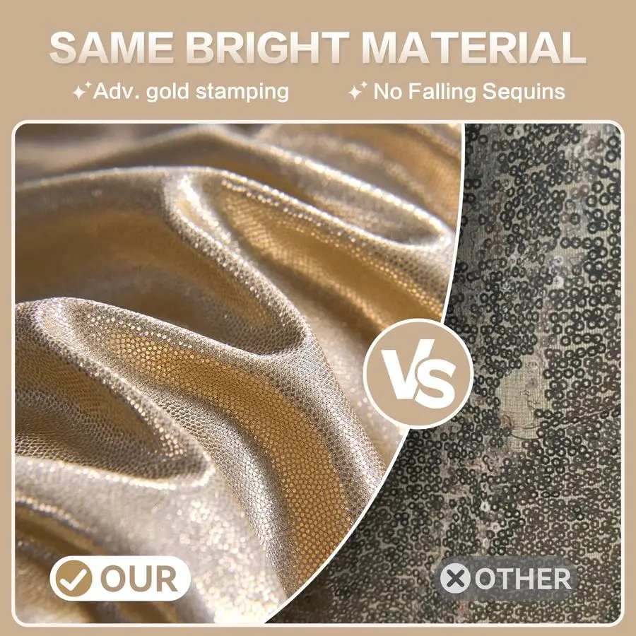 

Занавес из пайеток цвета шампанского золота 10x10 футов, 2 панели по 5x10 футов, без складок, с блестками, для фотосъемки, дней рождения, свадеб