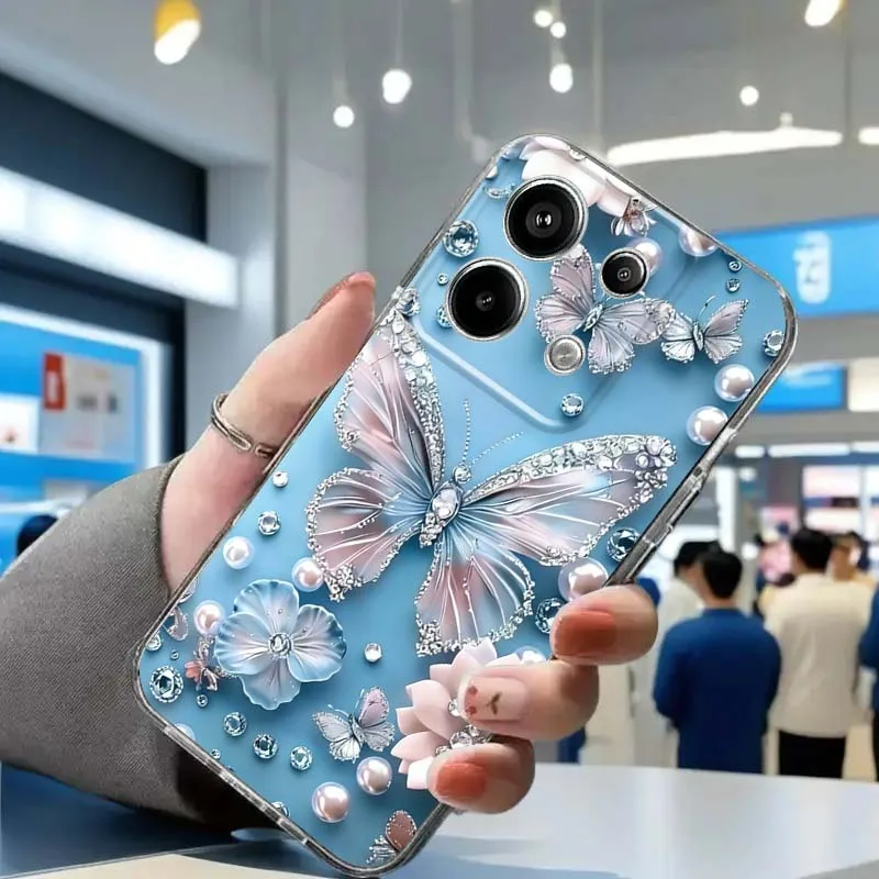 

Dreamy Butterfly Pattern For Xiaomi Redmi Note 8 8T 9 9T 11E 12 13 14 15 Pro Plus 5G Transparent Phone Case