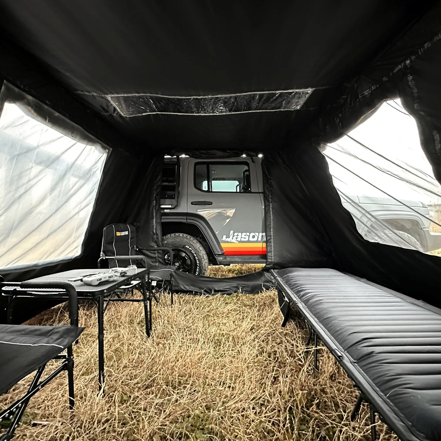 Jason Camping Large Off-Road Car Awning Room Fortress Tent for SUV Oxford Fabric Waterproof Outdoor Casa Black Coating