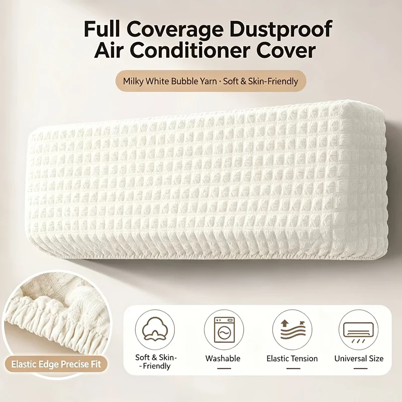 New All-Inclusive Wall Air Conditioner Dust Cover Washable Checkered Elastic Fabric Air Conditioner Cover Wear-Resistant Home