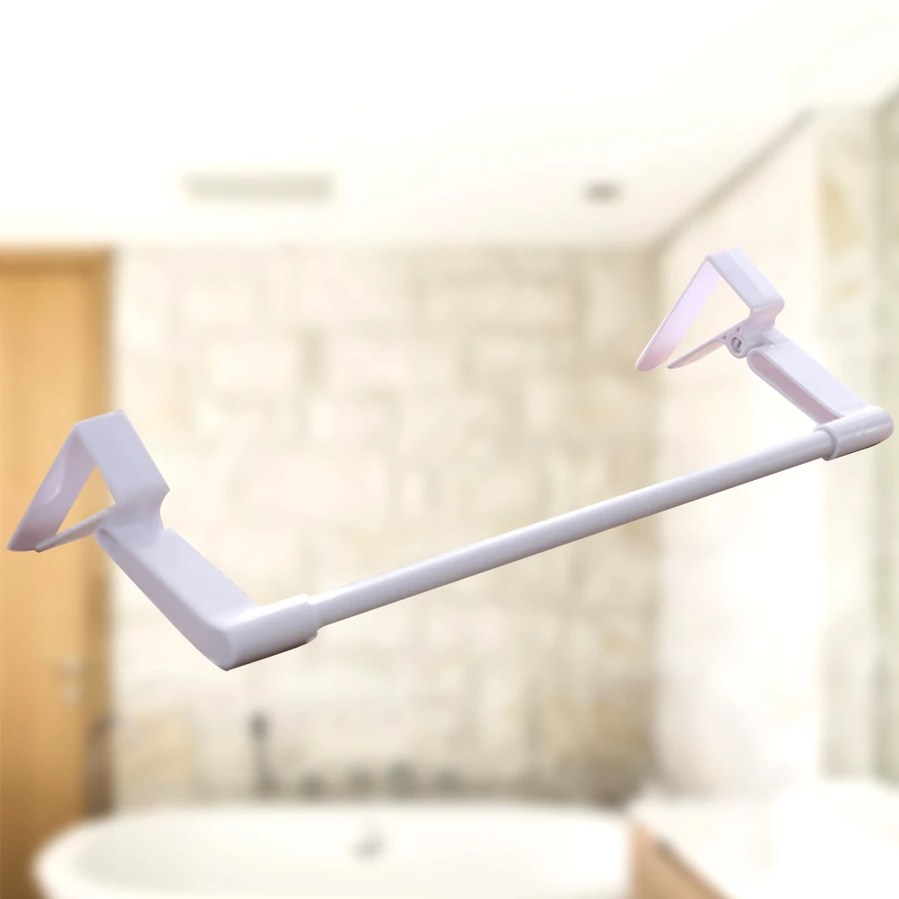 Pp Plastic Multifunctional Towel Hanger White Single Rod Storage Rack Nail-Free Buckle Design For Kitchen Bathroom Wall Cabinet