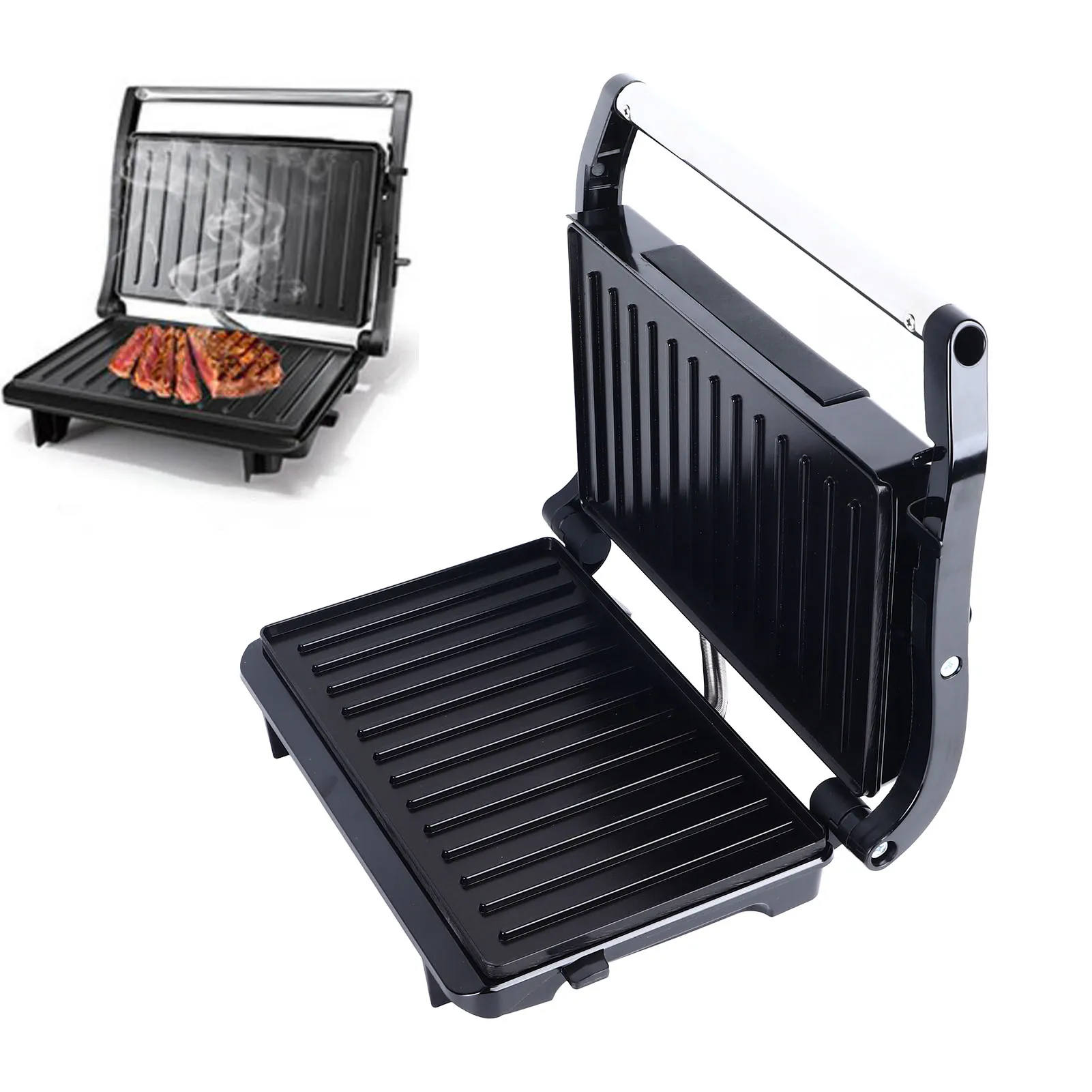 Electric Steak Griddle Double Sided Fast Heating Aluminum Electric Panini Press Grill for Sandwich Breakfast Making