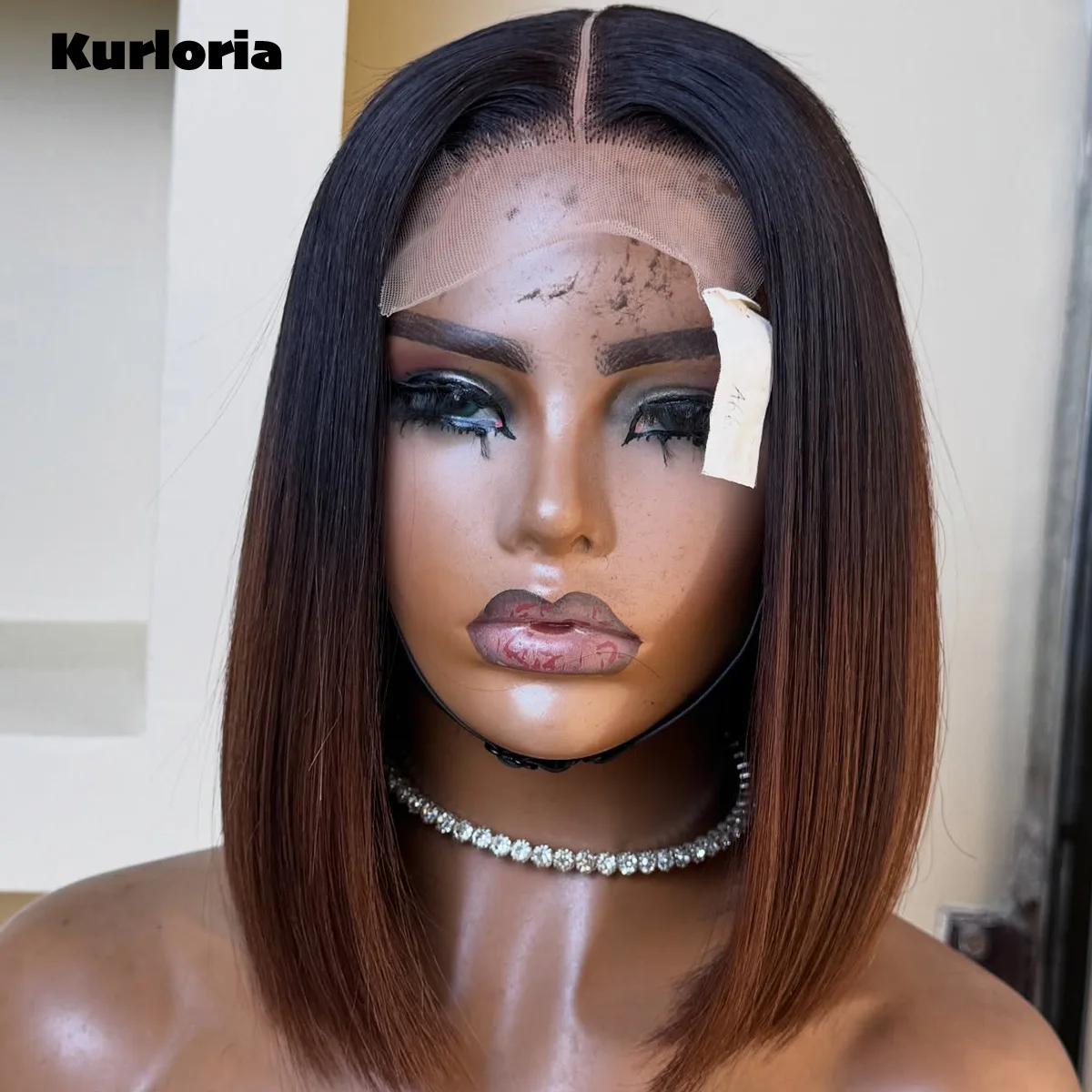 100% Human Hair Glueless 4x4 5x5 Lace Closure Wig Wear and Go Wig Ombre Brown Straight Bob 13x6 HD Lace Front Wig Pre Plucked