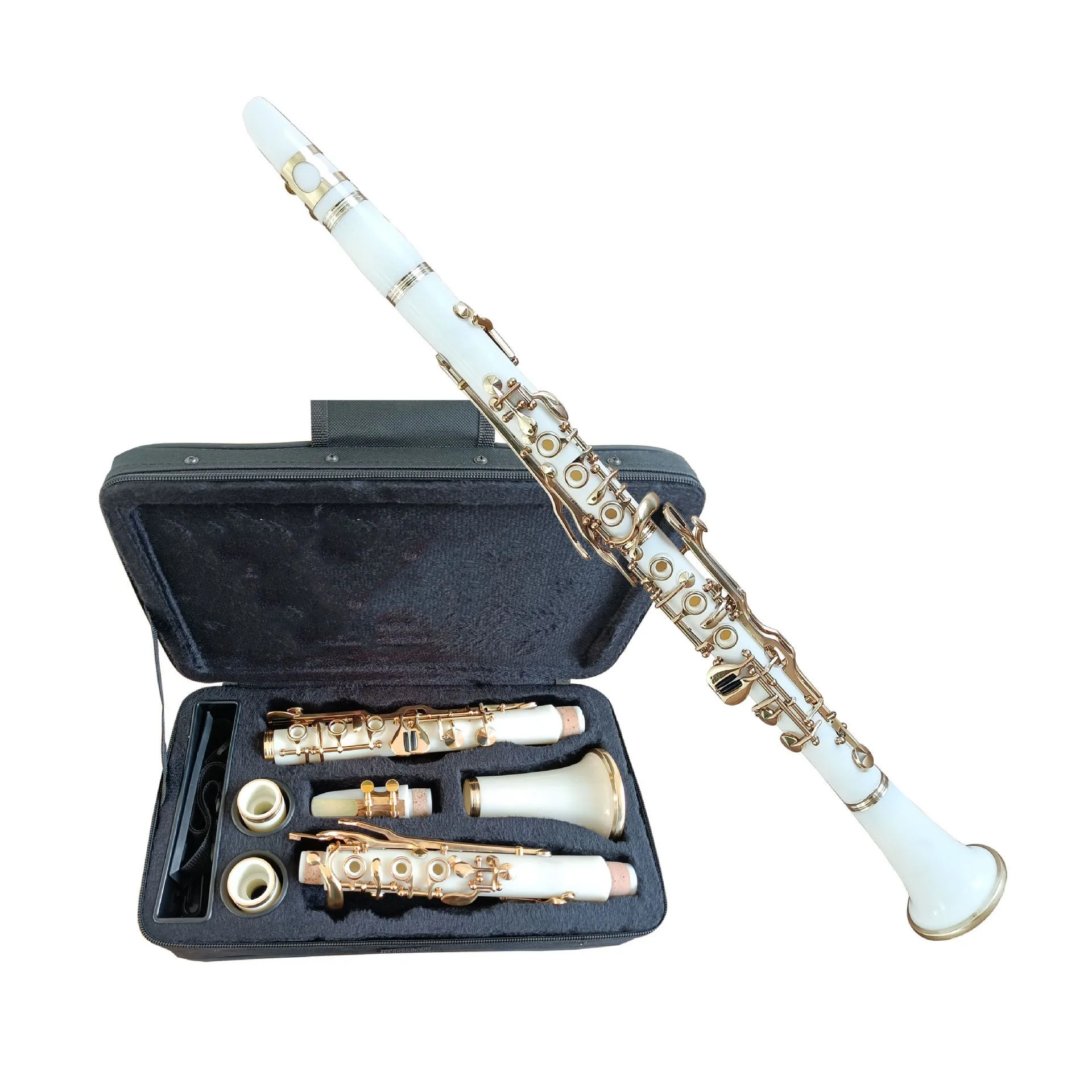 Bb Clarinet German Style 20 Keys ABS Body Gold Plated Keys With Canvas Case Woodwind Instrument