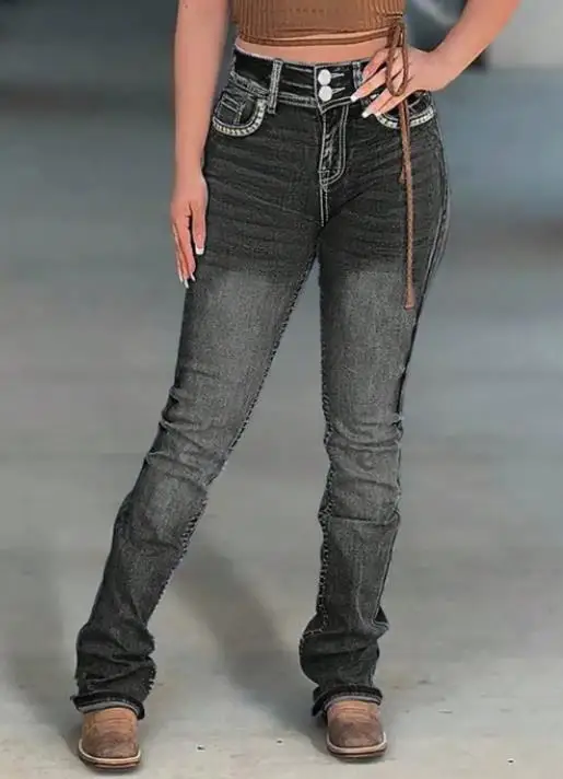 

Spring and Summer Women's Embroidered Slim Fit Fashionable and Personalized Elastic Jeans Temperament Commuting Retro Jeans