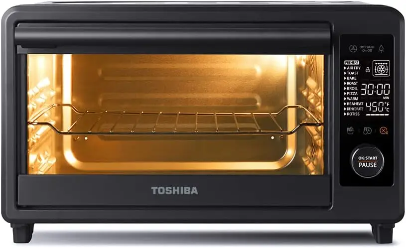 Air Fryer Toaster Oven, 6-in-1 Digital Convection Oven with 9 Cooking Presets, 6-Slice Bread/12-Inch Pizza Capacity, 1750W, Char