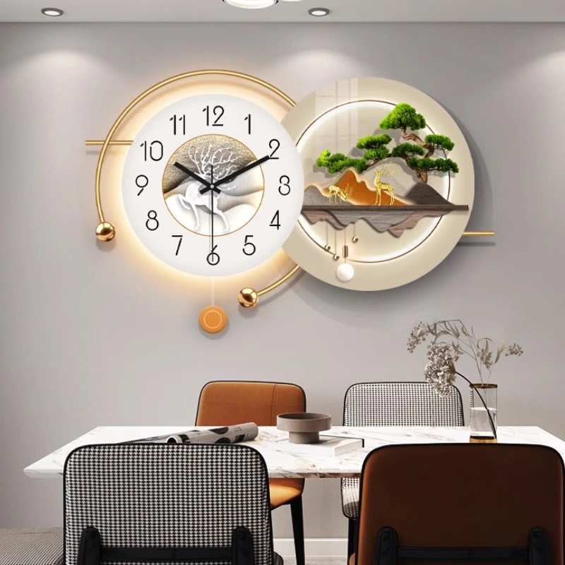 

Luxury Living Room Wall Clock Restaurant Clock Mural Room Decorations Corridor LED Mute Wall Clock Watch Home Decor