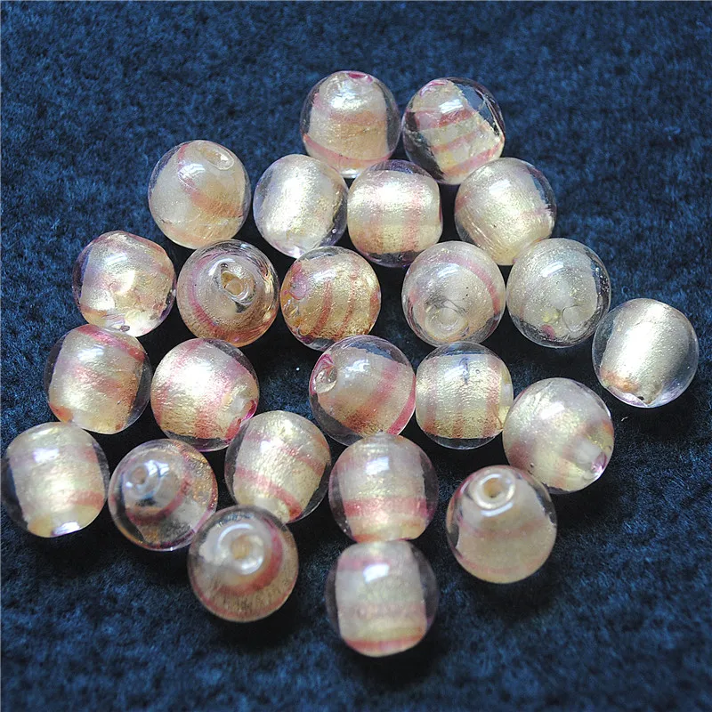 

12PCS New Golden Glass Beads Loose DIY Jewelry Accessories Size 14MM Women's Necklaces Findings FREE Shippings