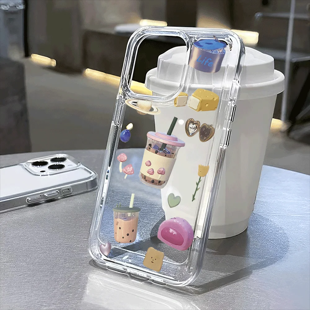 

The new transparent case for milk tea is suitable for iPhone 16 and iPhone 16 Pro iPhone16Pro Max 16Plus，iPhone15， To iPhone 13,